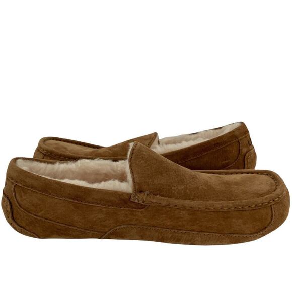 UGG Men's Ascot Brown Suede Wool Lining Moc Toe Moccasins Slippers Shoes 9 - Picture 5 of 12